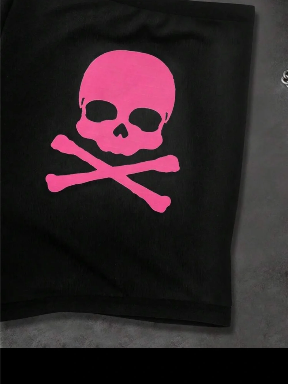 Black Women's Skull-Print Boyshorts with Pink Accents